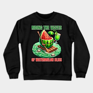 Watermelon Surf - Riding the Waves of Watermelon Bliss Shirt Crewneck Sweatshirt